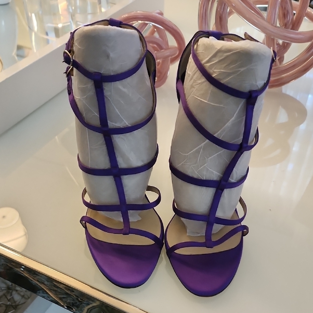 Paul Andrew Purple Strappy Heels - Picture 2 of 10